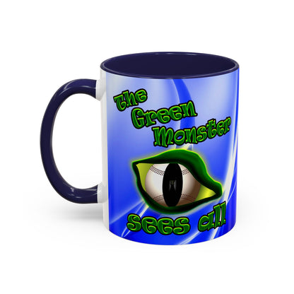 green monster - Accent Mug (blue-white wave)