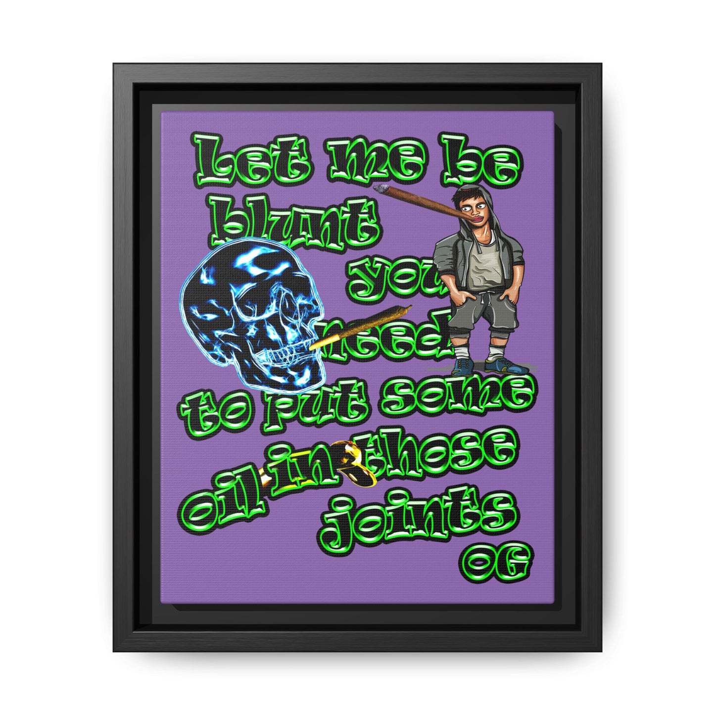 og - framed canvas art (light purple)