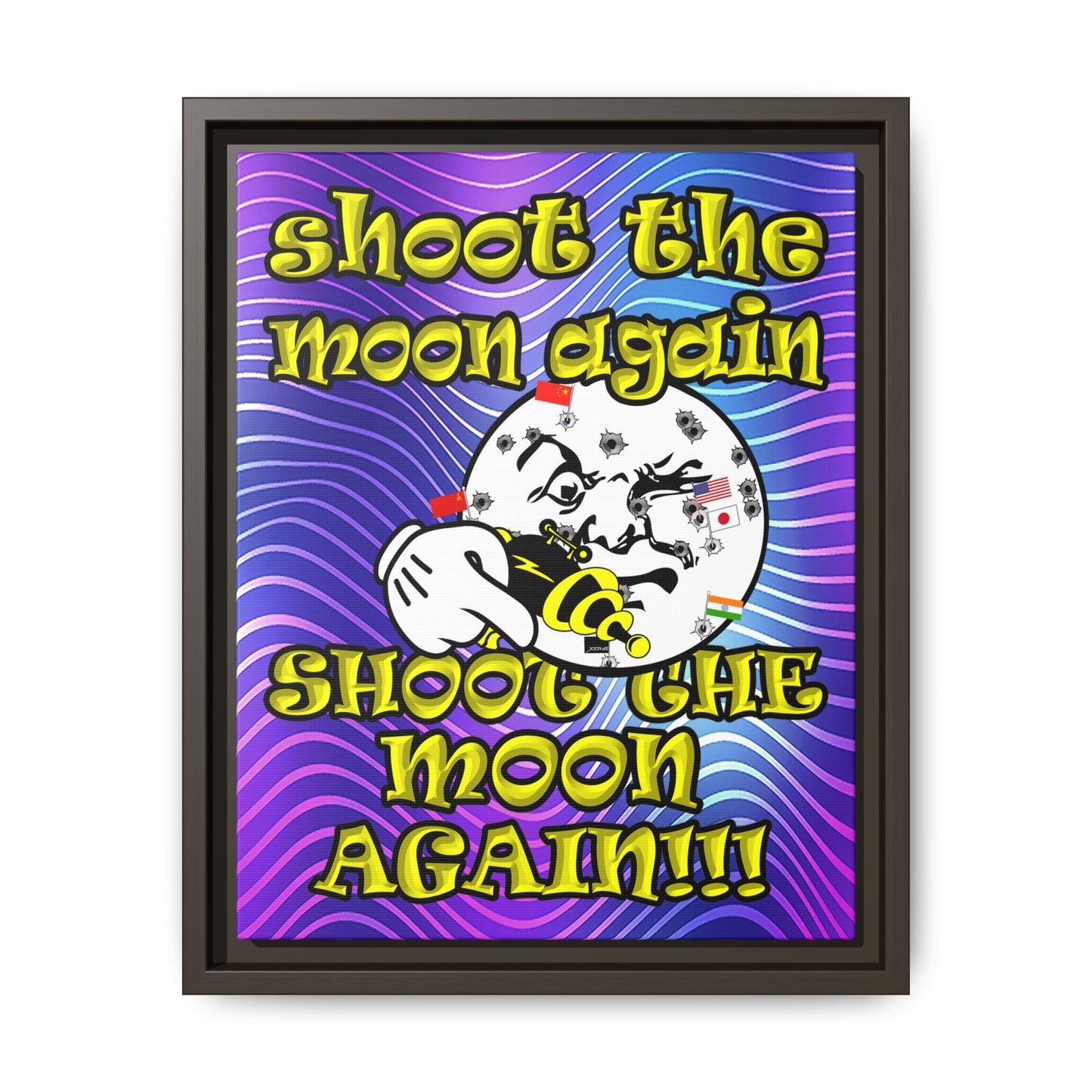 shoot the moon again - framed canvas art (purple wave)