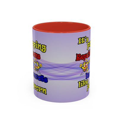 popping like popcorn - Accent Mug (light blue-pink wave)