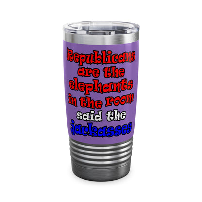 donkeys and elephants - Ringneck Tumbler, 20oz (light purple)