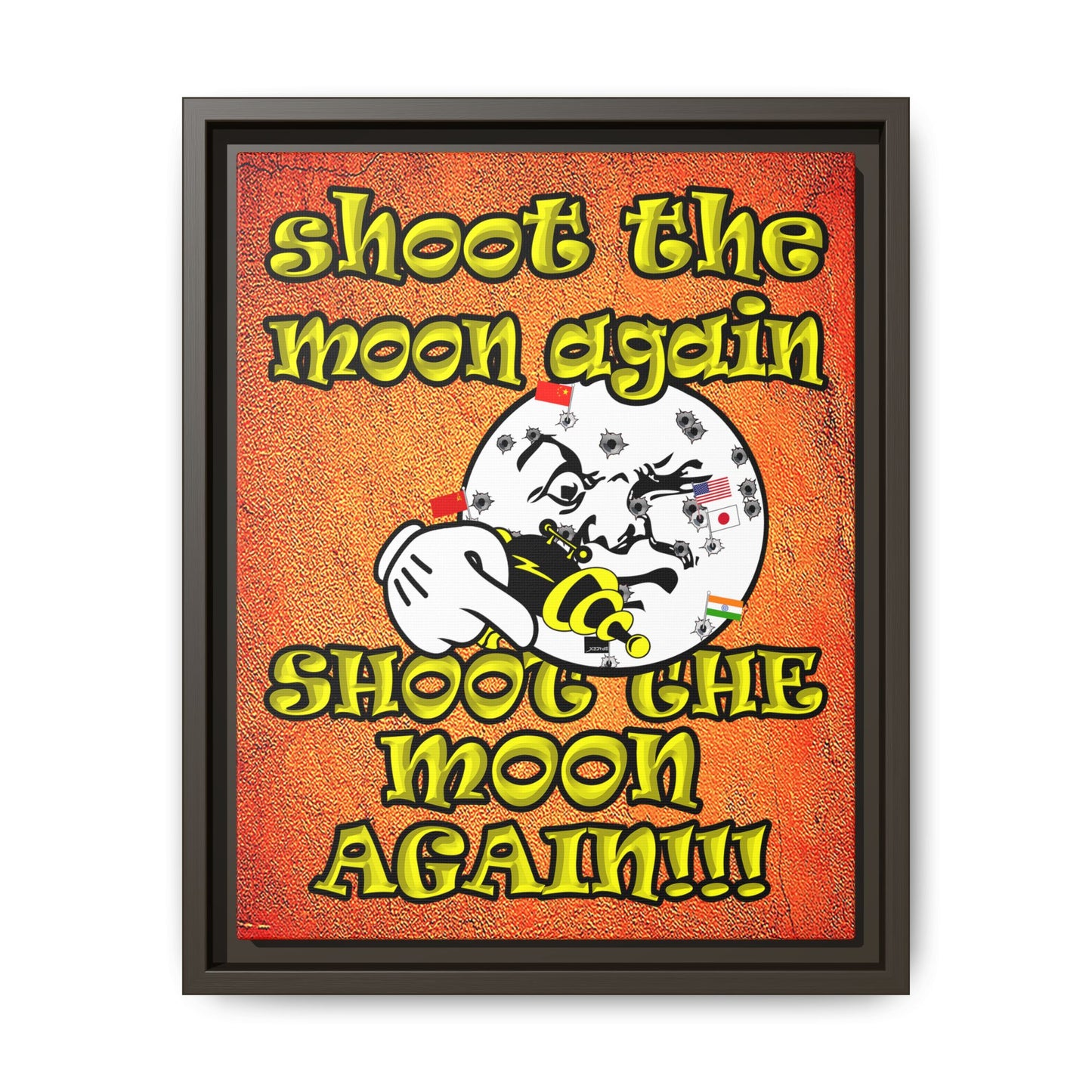 shoot the moon again - framed canvas art (burnt orange)