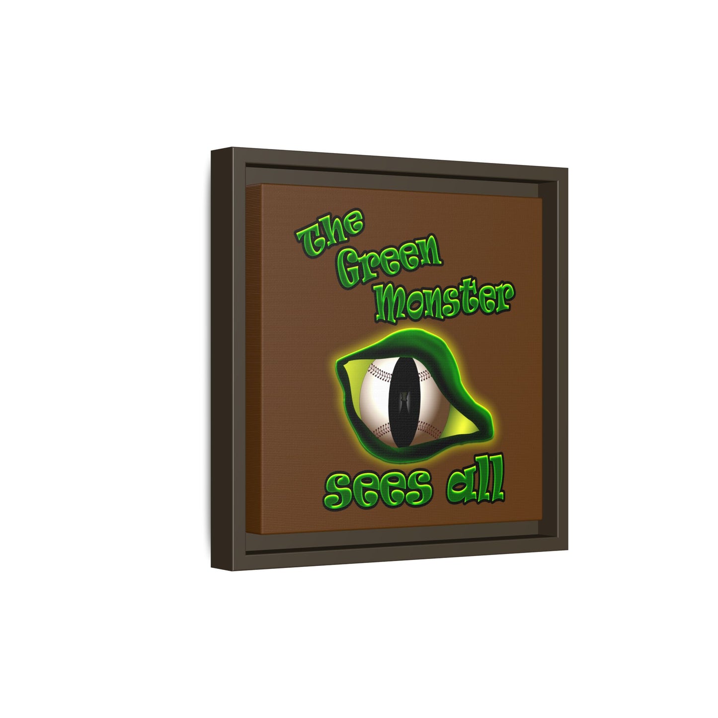 green monster - framed canvas art (brown)