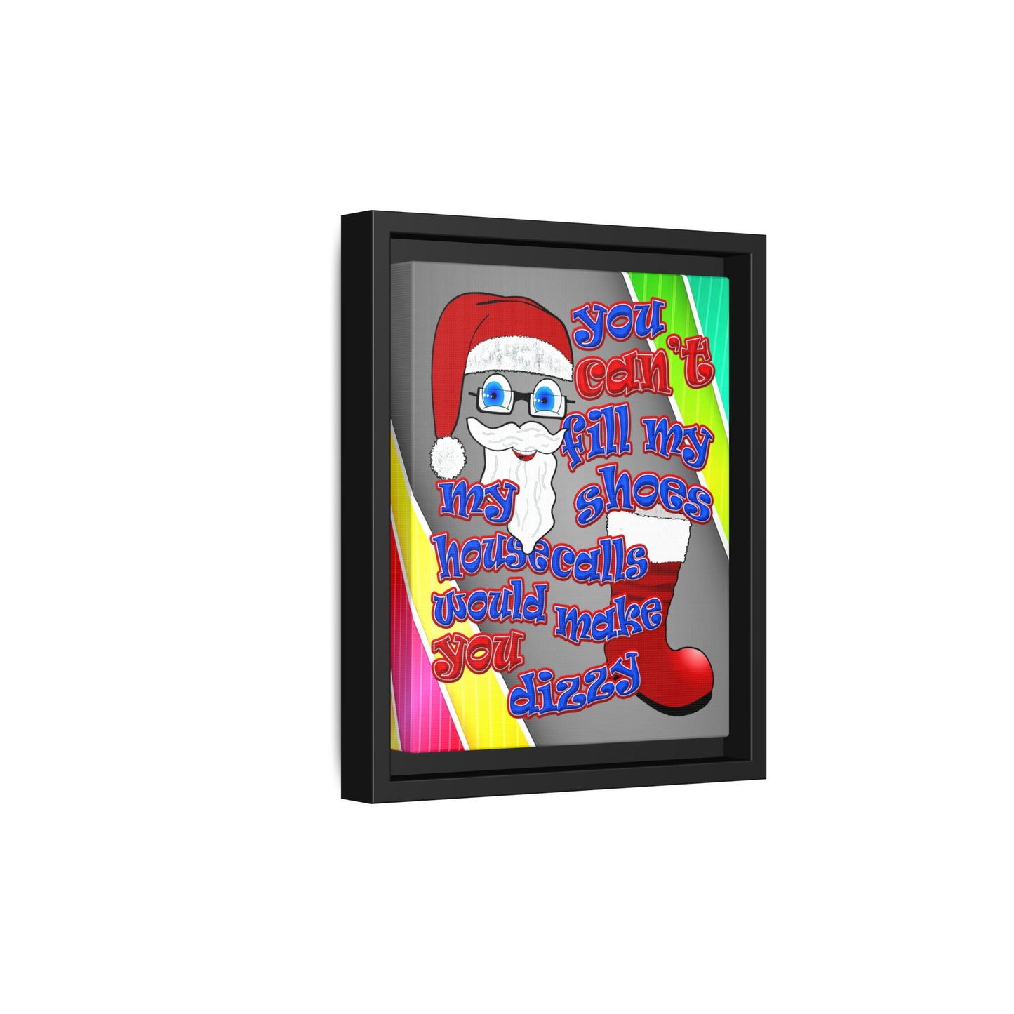 santa's shoes - framed canvas art (rainbow split)