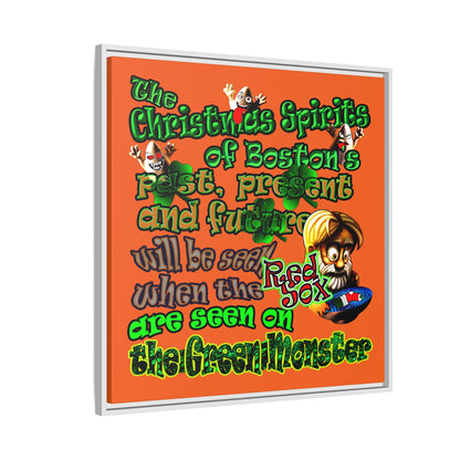 christmas spirits of boston - framed canvas art (orange)