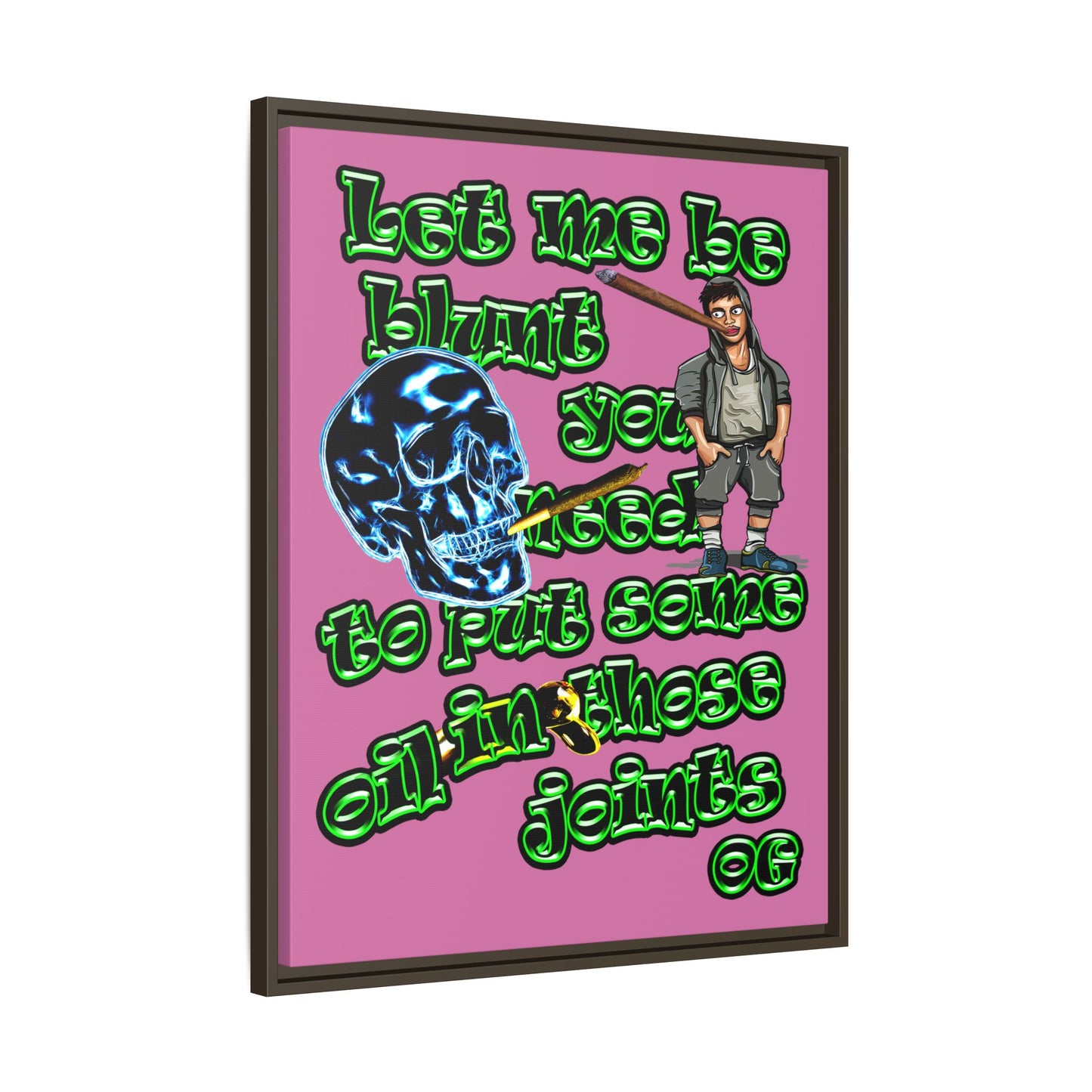 og - framed canvas art (light pink)