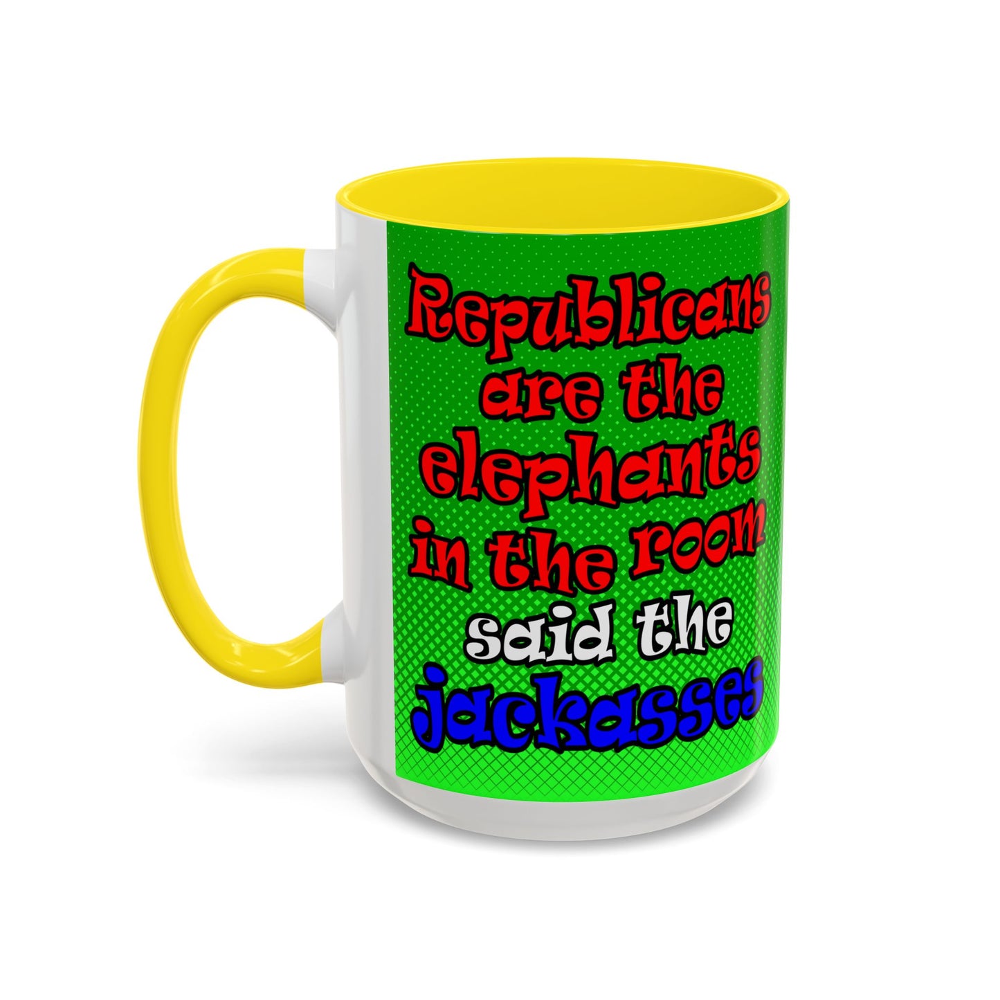 donkeys and elephants - Accent Mug (logo green)