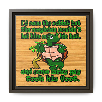turtle race - framed canvas art (butterscotch wood finish)