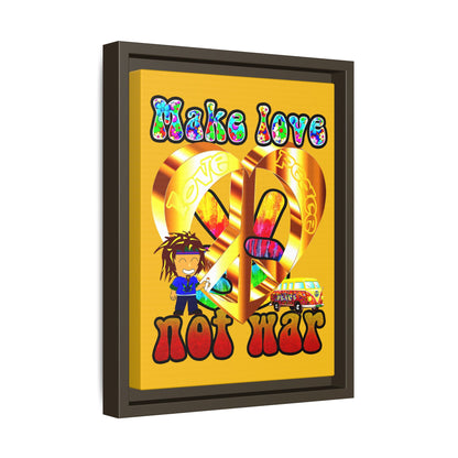 love peace - framed canvas art (yellow)