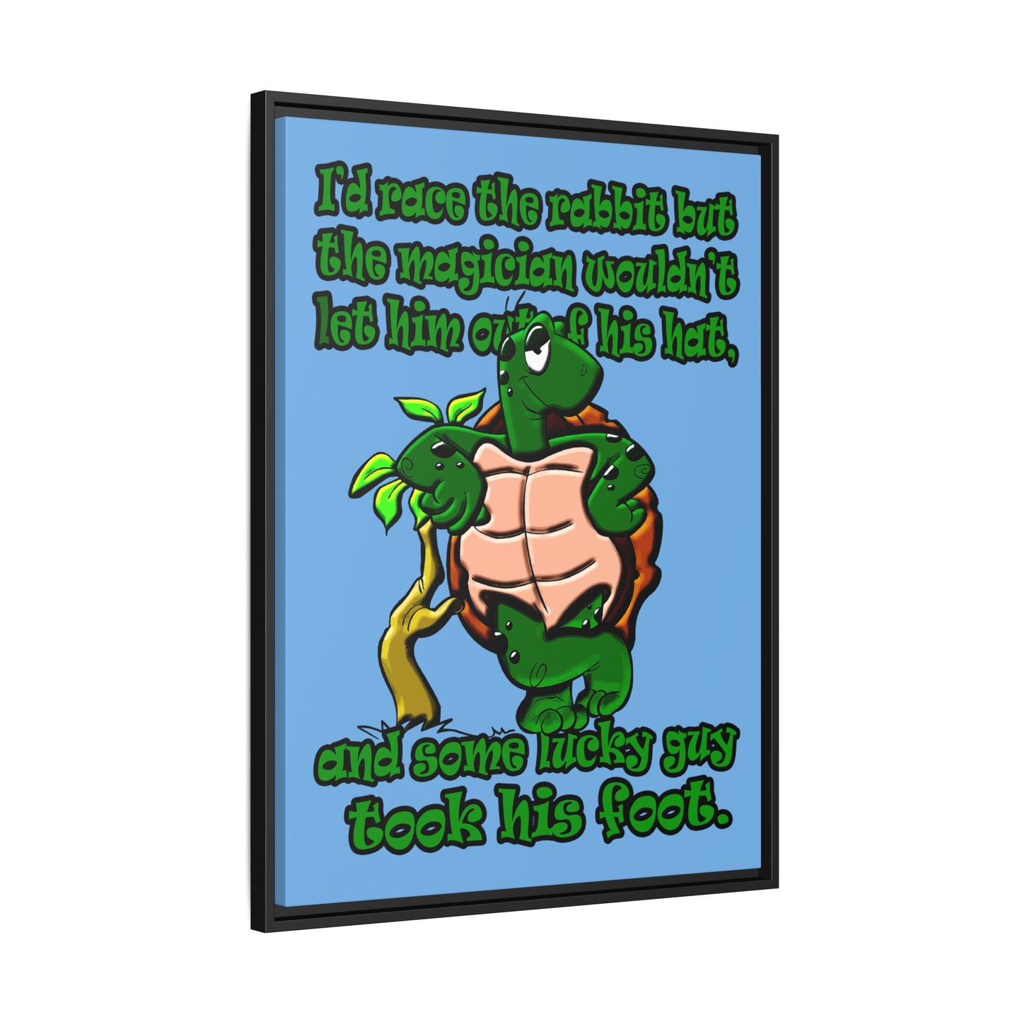 turtle race - framed canvas art (light blue)