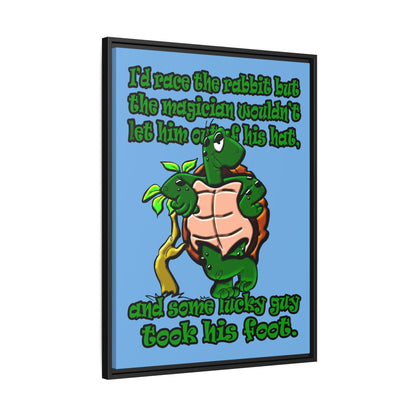 turtle race - framed canvas art (light blue)