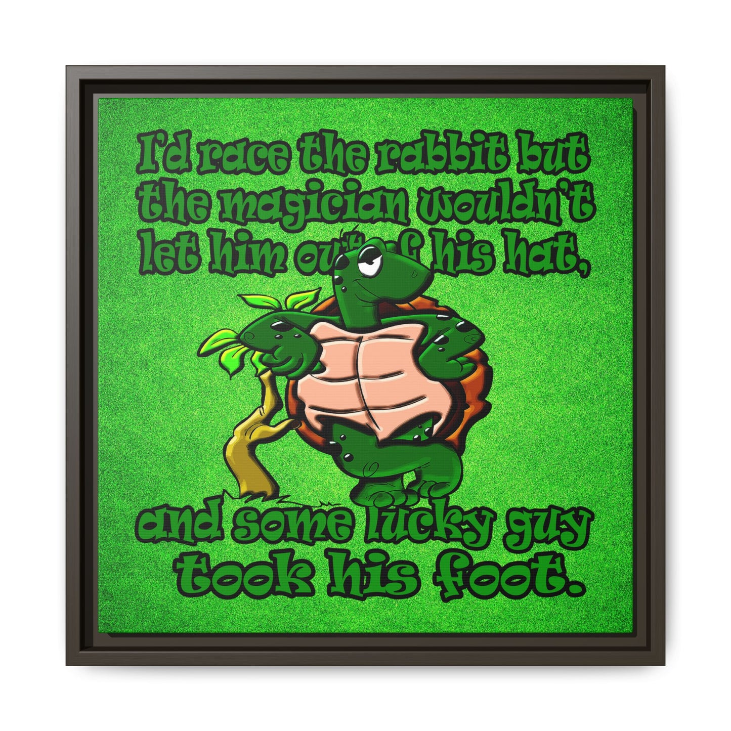 turtle race - framed canvas art (green turf)
