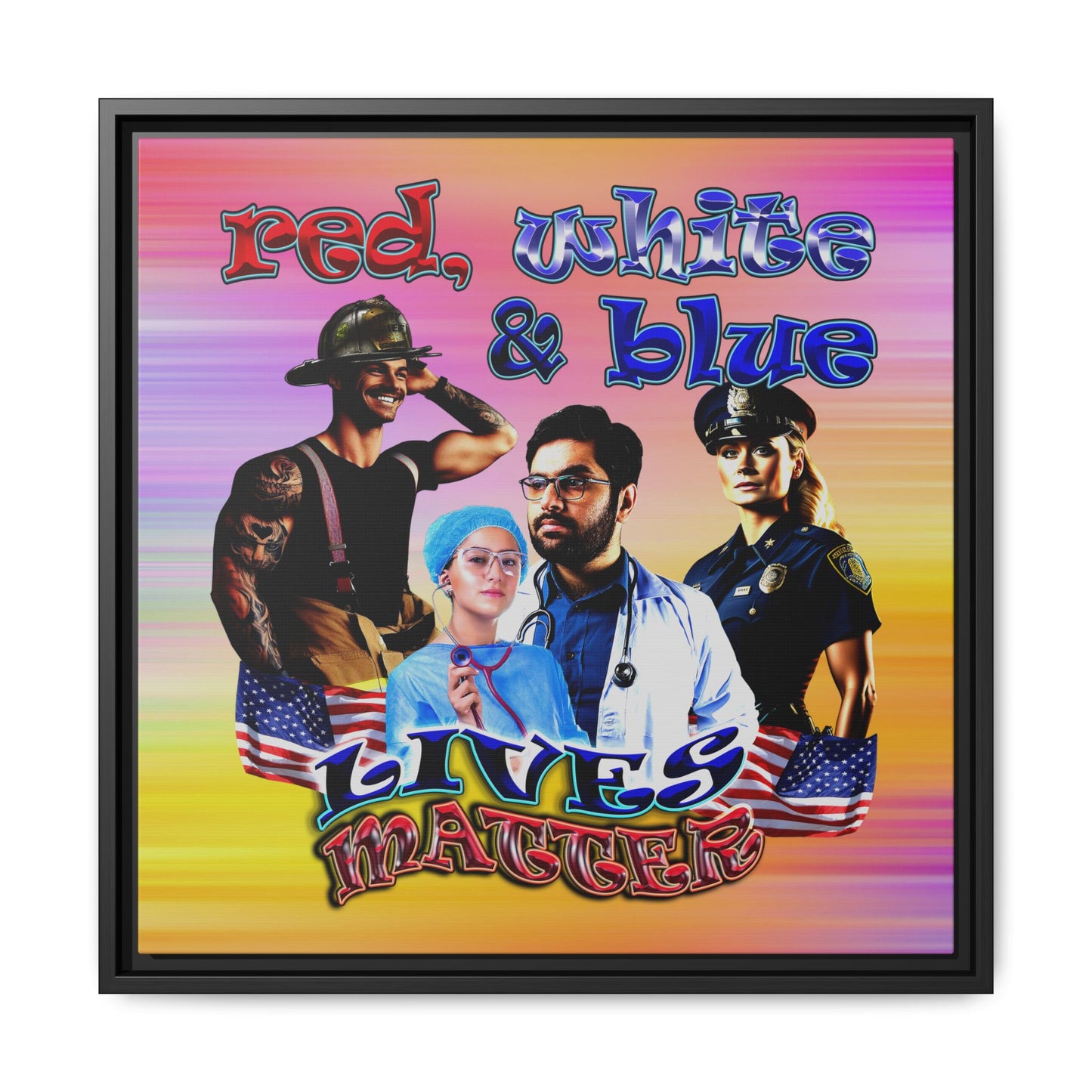 rw&b lives matter - framed canvas art (color blur)