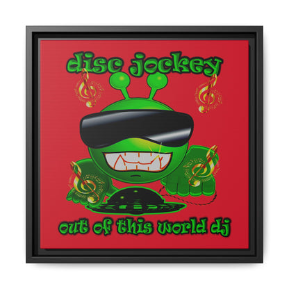 disc jockey - framed canvas art (dark red)
