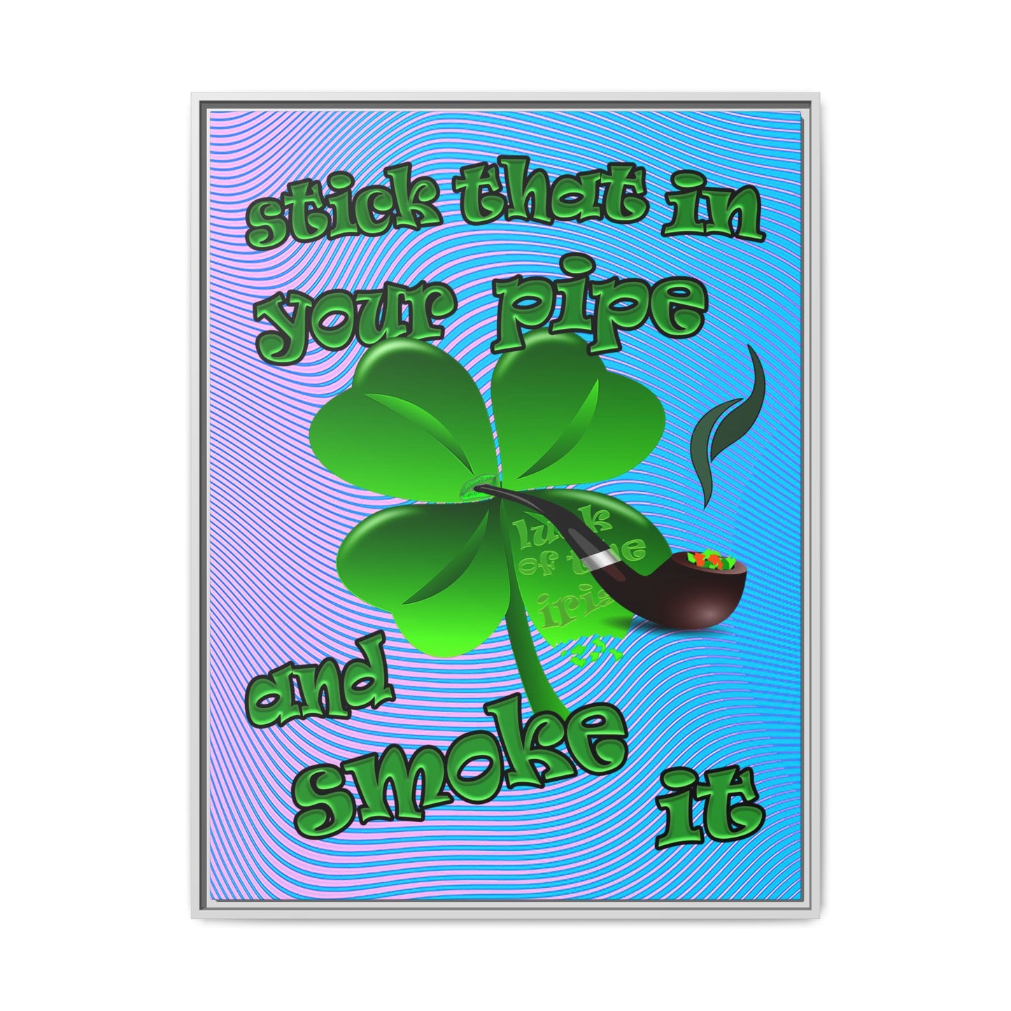stick that in your pipe and smoke it - framed canvas art (light blue-purple wave)