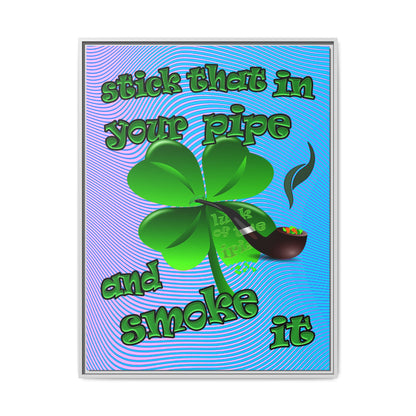 stick that in your pipe and smoke it - framed canvas art (light blue-purple wave)