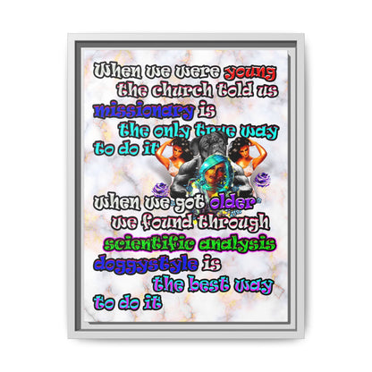 doggystyle - framed canvas art (white marble)