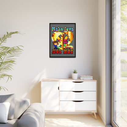 love peace - framed canvas art (dark grey)