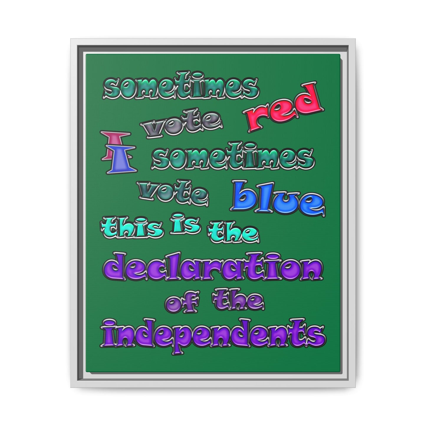 declaration of the independents - framed canvas art (dark green)