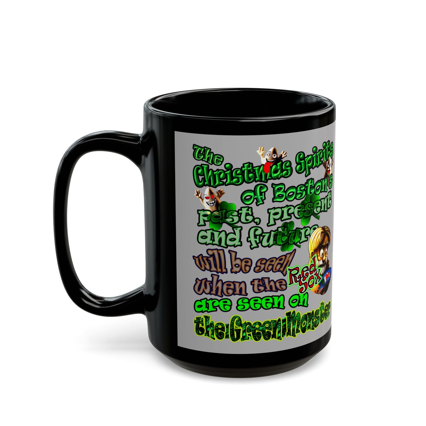 christmas spirits of boston - Black Mug (light grey)