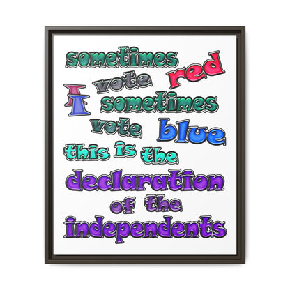 declaration of the independents - framed canvas art (white)