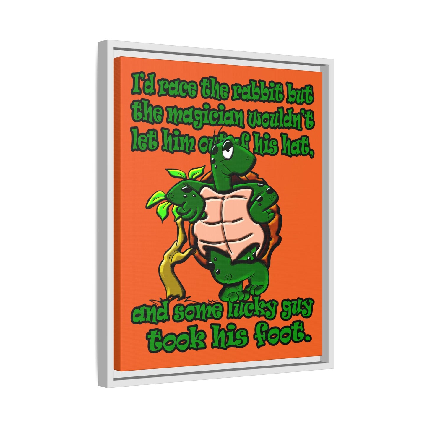 turtle race - framed canvas art (orange)
