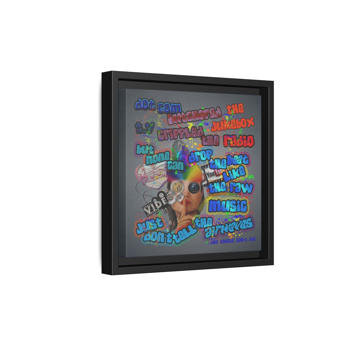 drop the beat - framed canvas art (grey-light grey)