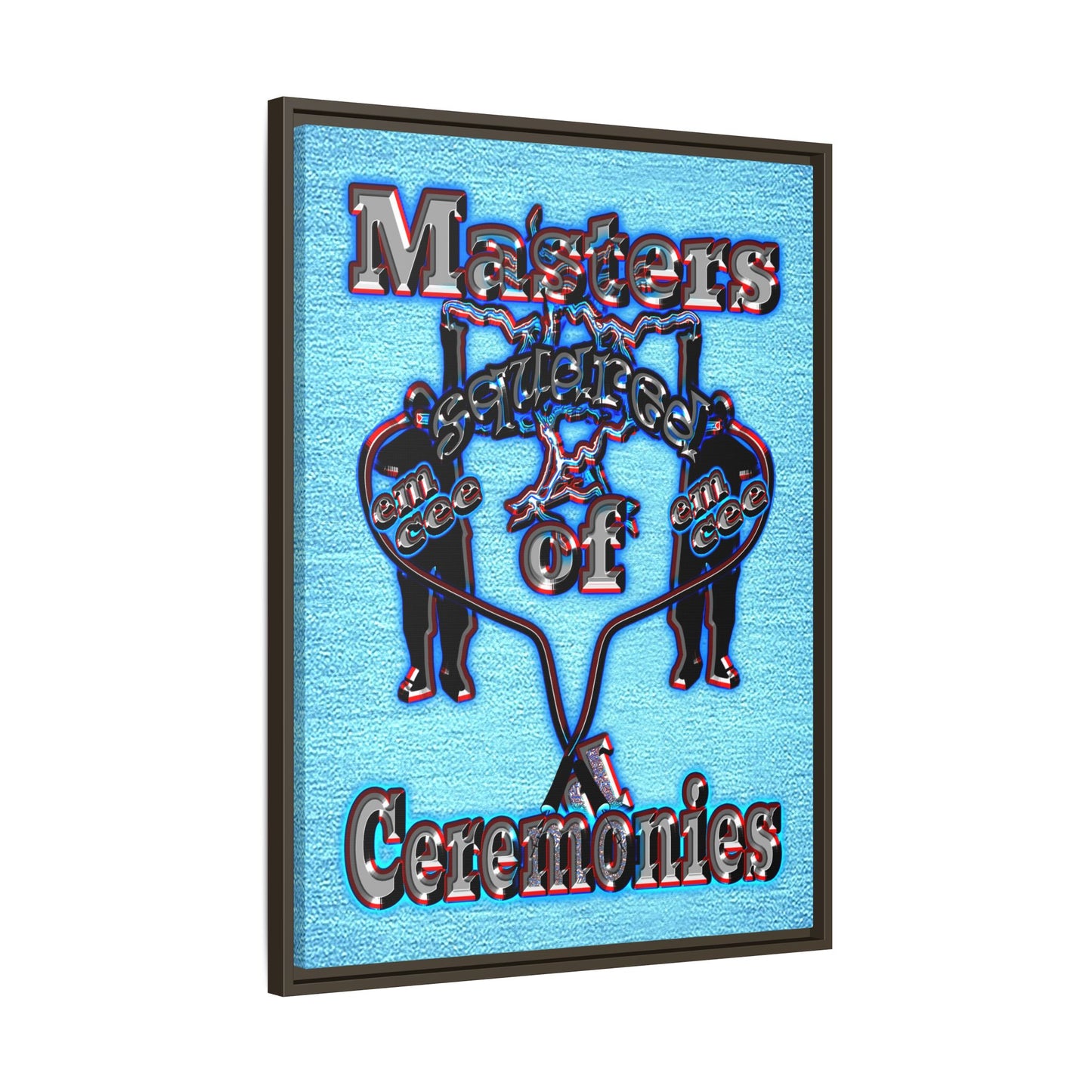 em cee squared - framed canvas art (faded blue)