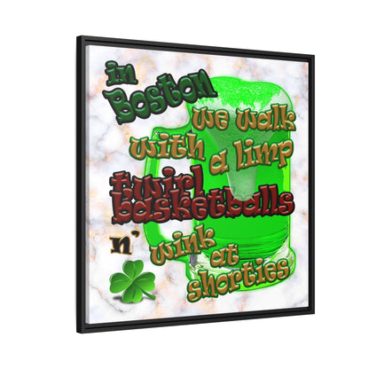 celtics logo - framed canvas art (white marble)
