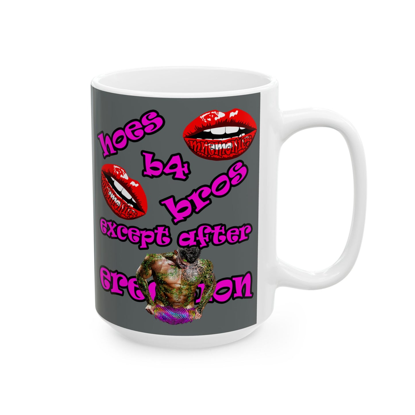 hoes b4 bros - White Mug (dark grey)
