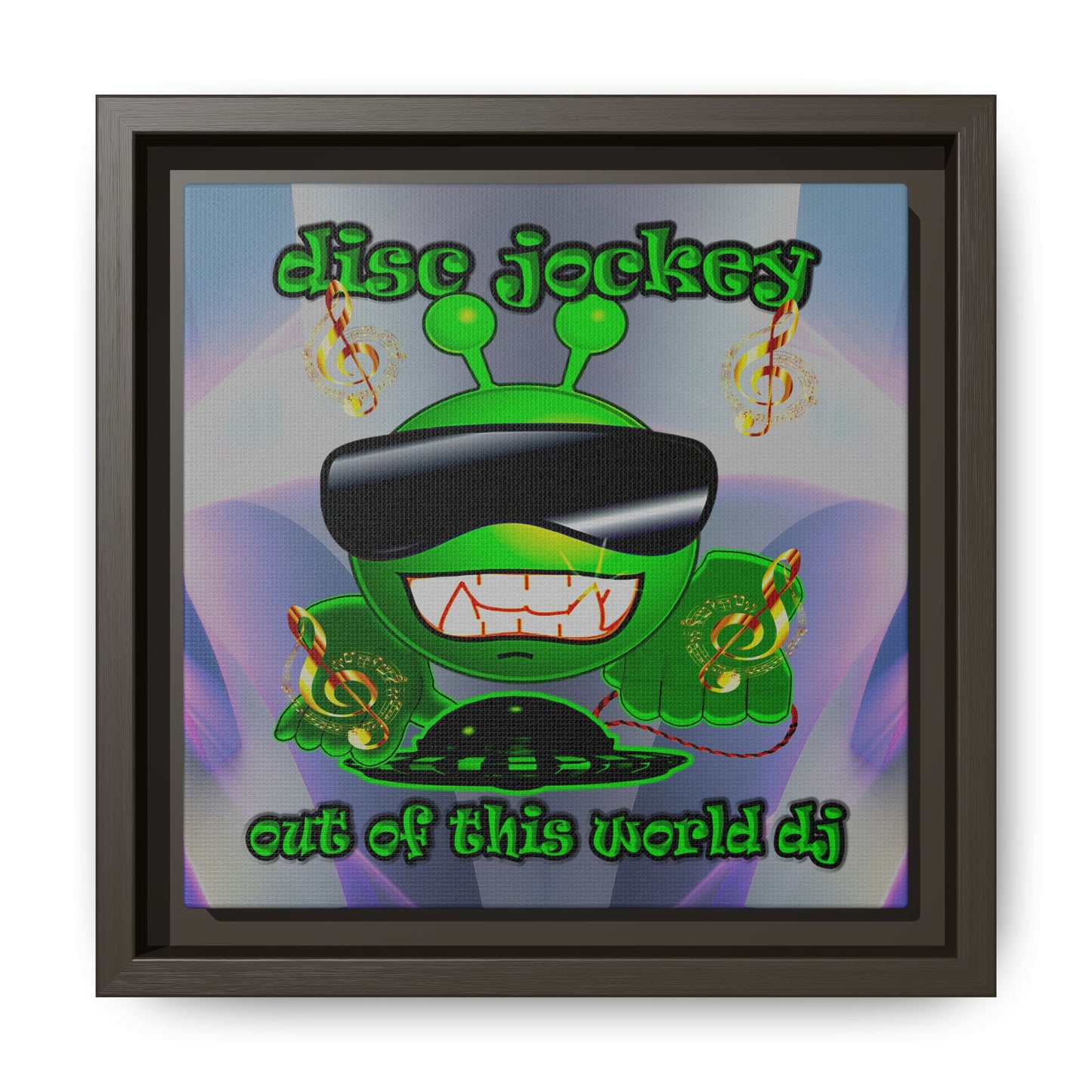 disc jockey - framed canvas art (grey-pink wave)
