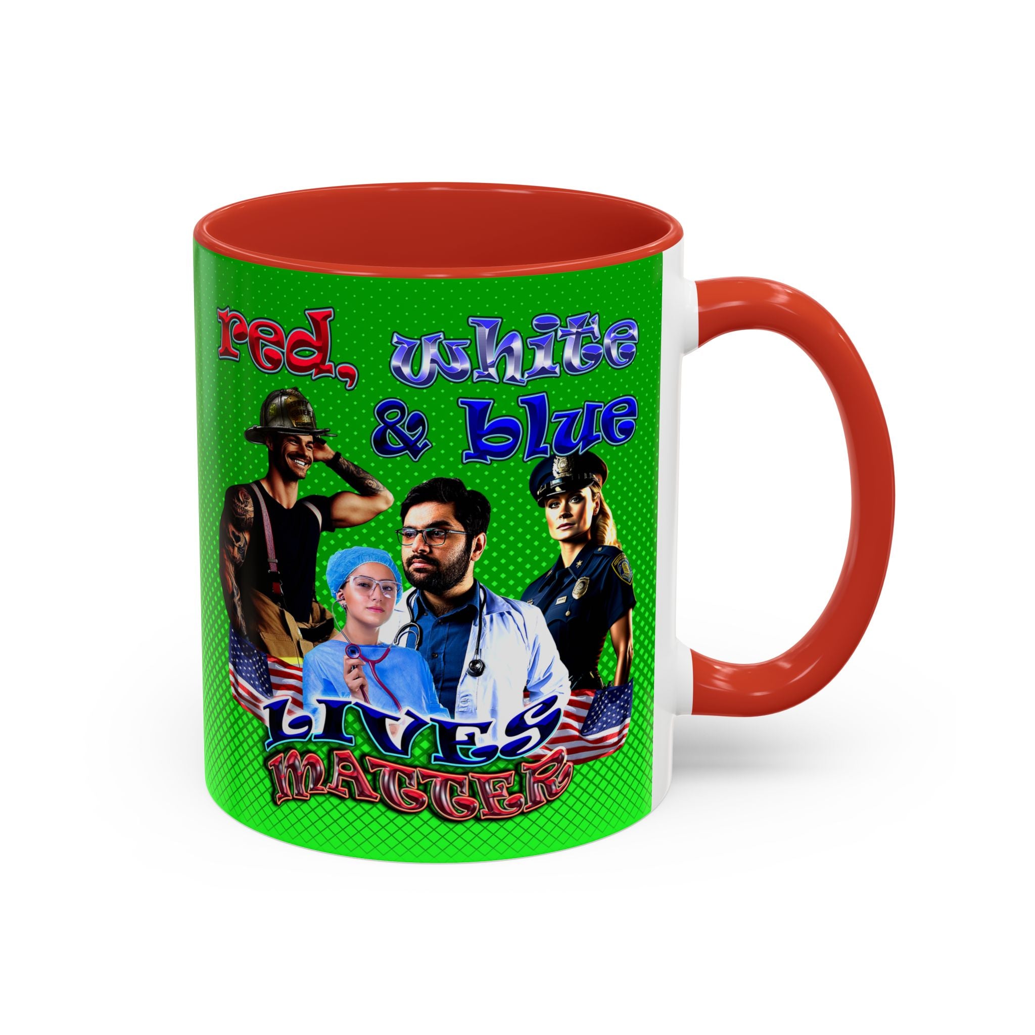 rw&b lives matter - Accent Mug (logo green)