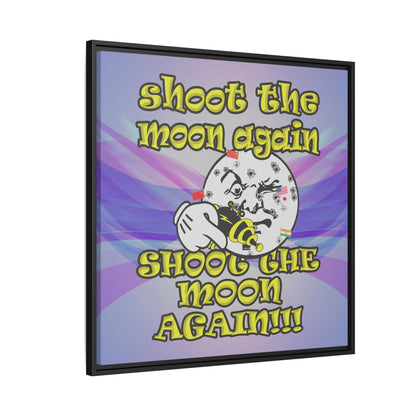 shoot the moon again - framed canvas art (light blue-pink wave)