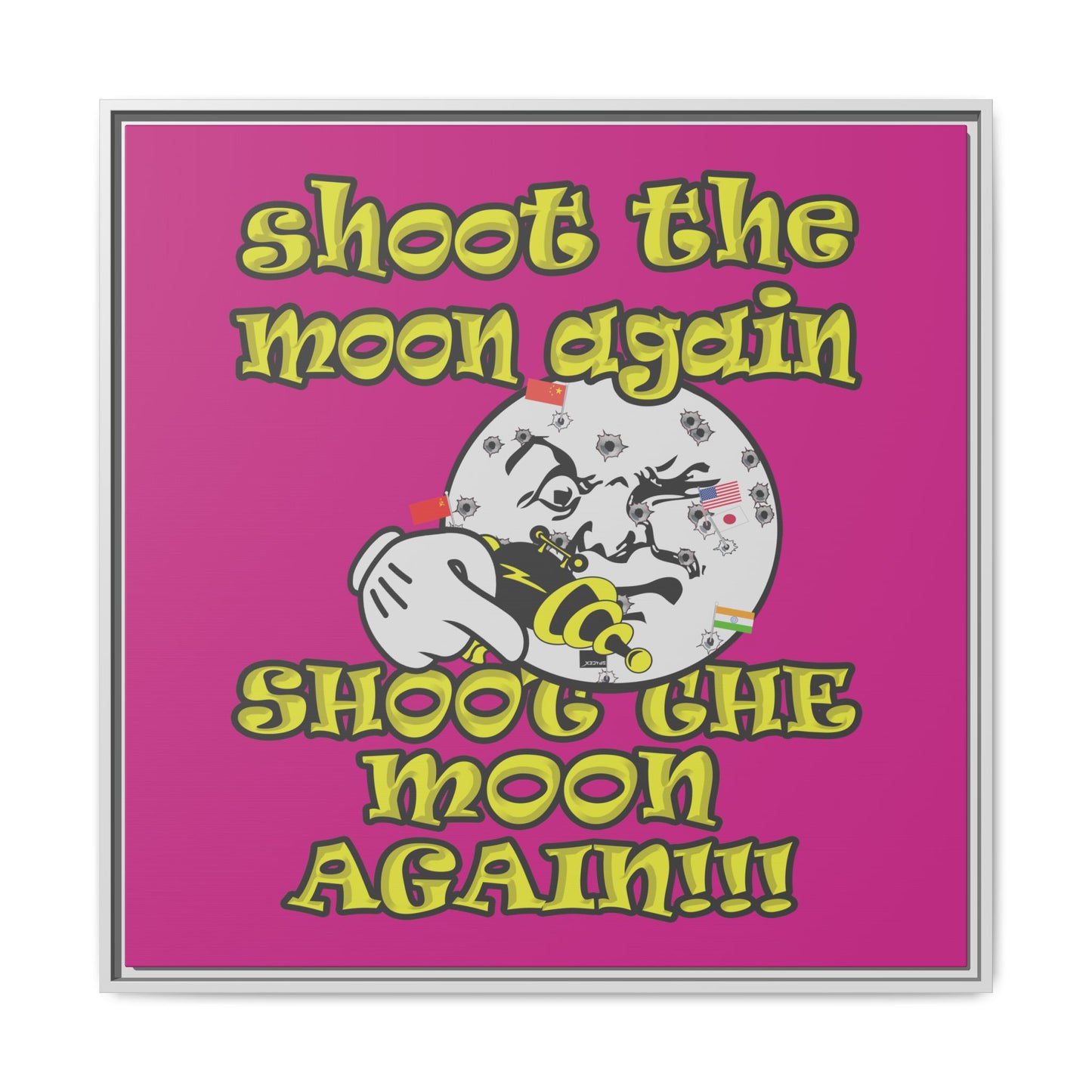 shoot the moon again - framed canvas art (pink)