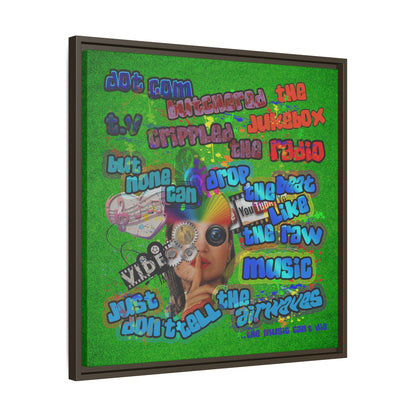 drop the beat - framed canvas art (green turf)