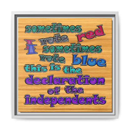 declaration of the independents - framed canvas art (butterscotch wood finish)