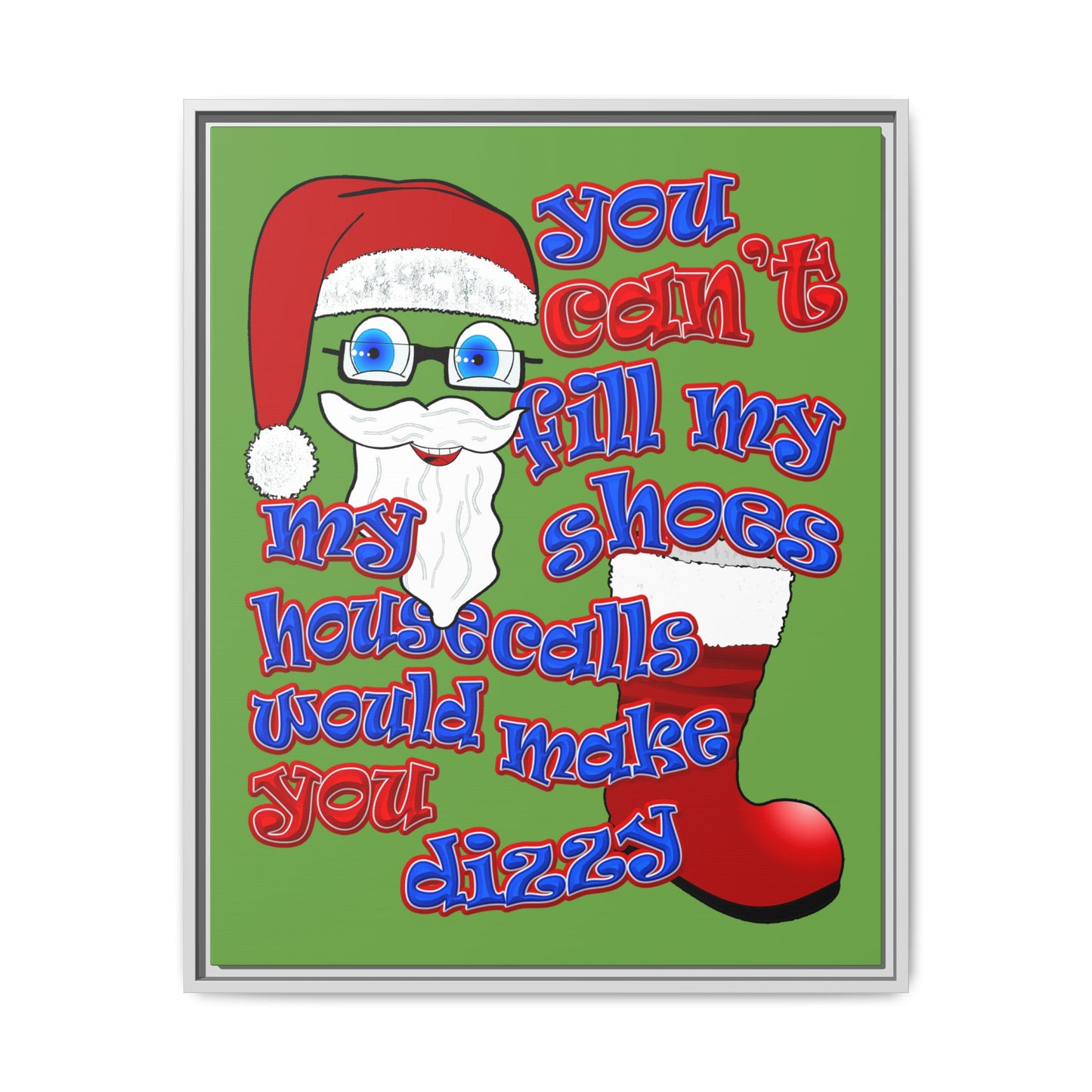 santa's shoes - framed canvas art (green)
