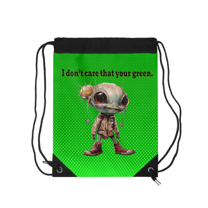 I don't care that your grey - Drawstring Bag (logo green)