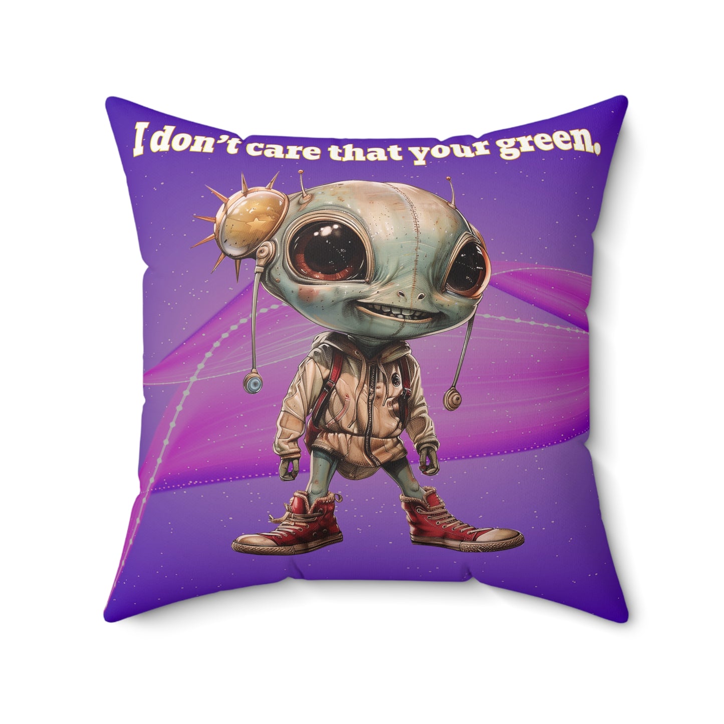 I don't care that your grey - Faux Suede Square Pillow - (purple-pink wave)