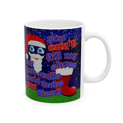 santa's shoes - White Mug ('snoops' background)