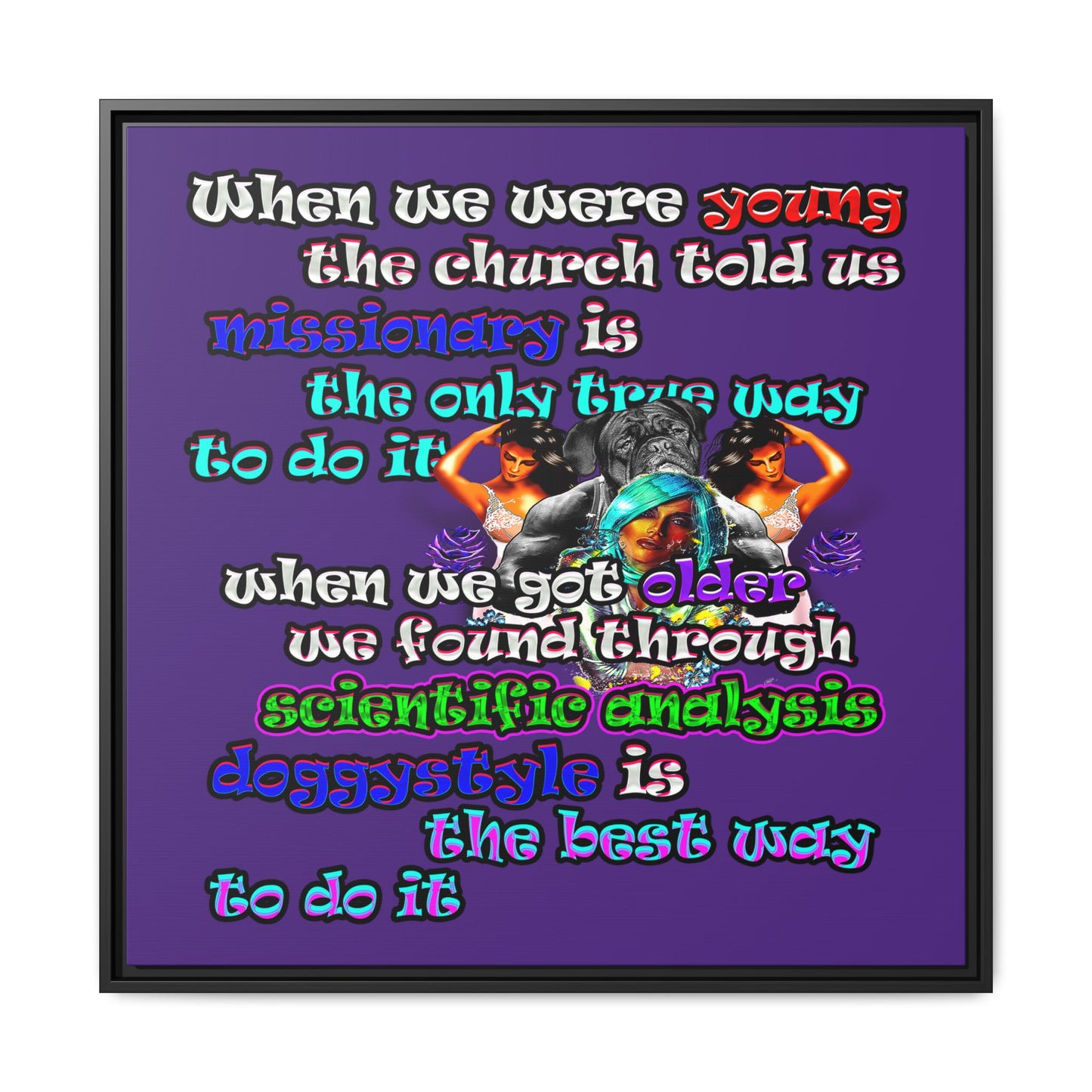 doggystyle - framed canvas art (purple)
