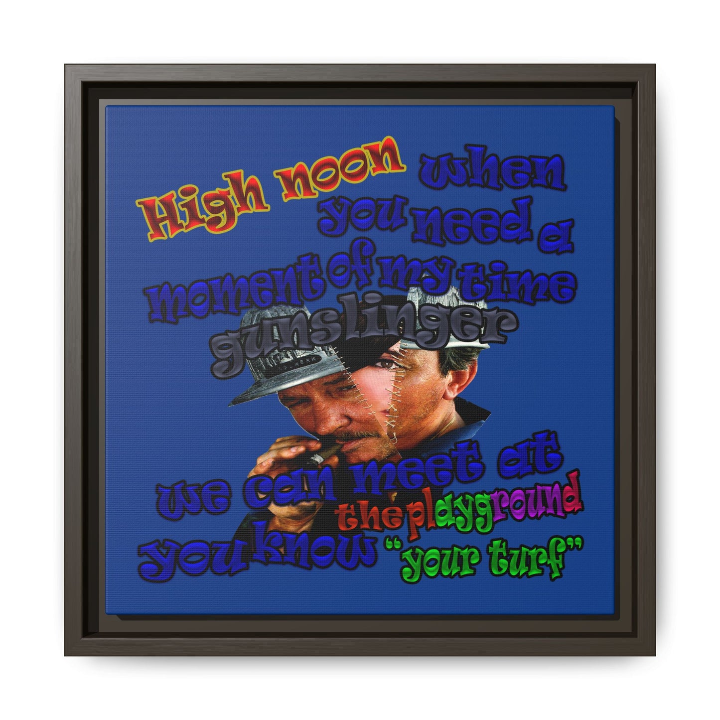 high noon - framed canvas art (dark blue)