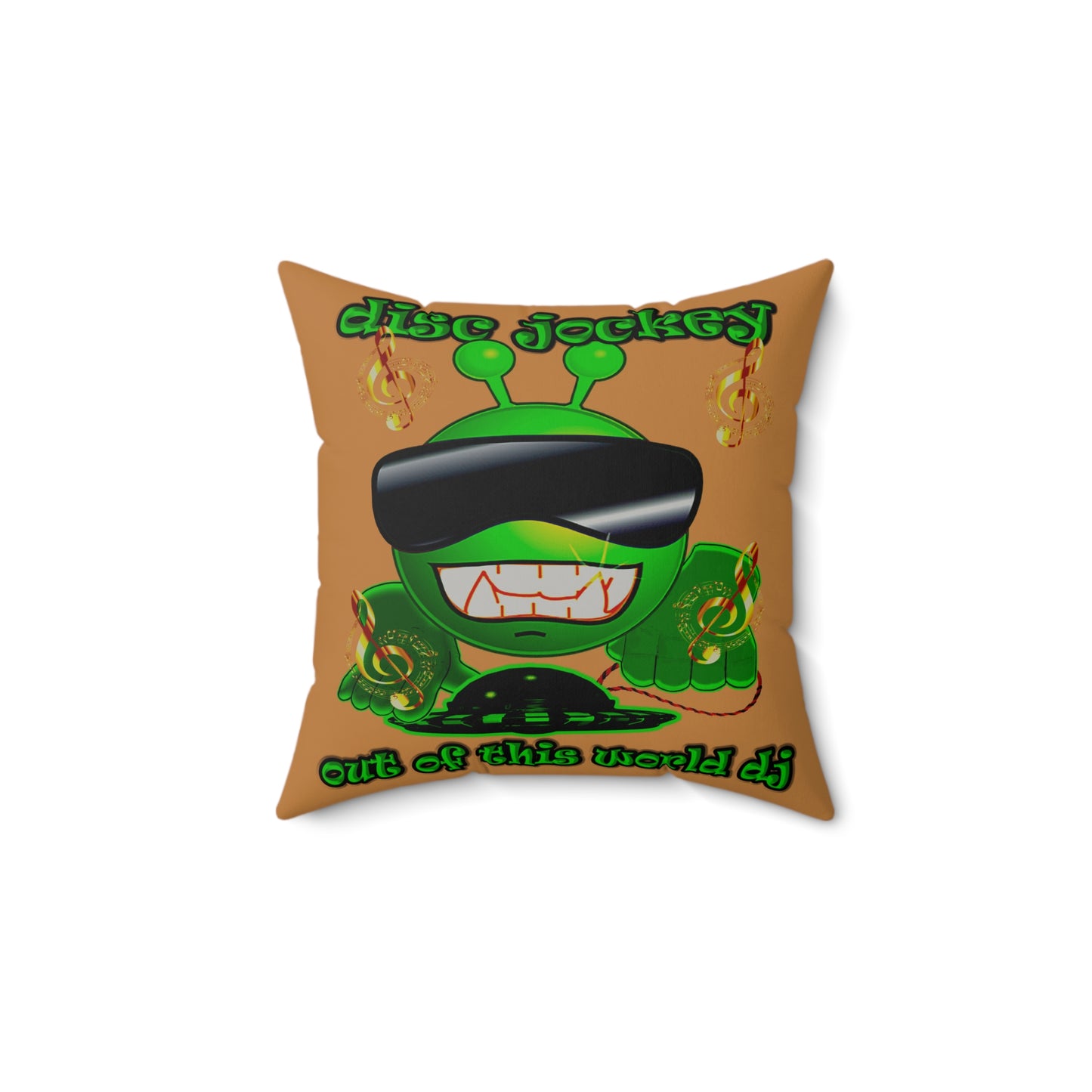 disc jockey - Faux Suede Square Pillow - (light brown)