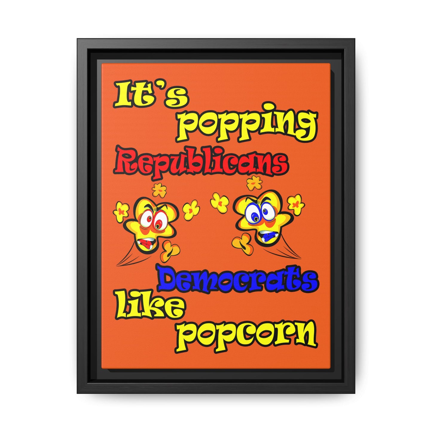 popping like popcorn - framed canvas art (orange)