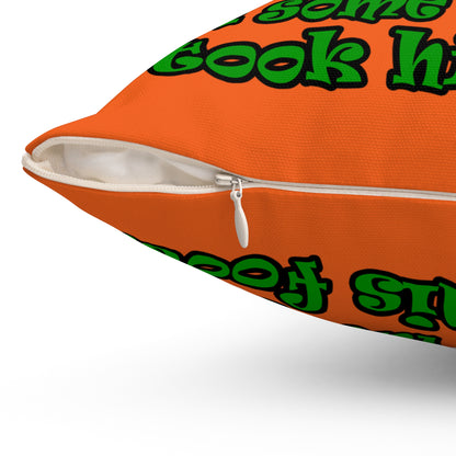 turtle race - Spun Polyester Square Pillow - (orange)