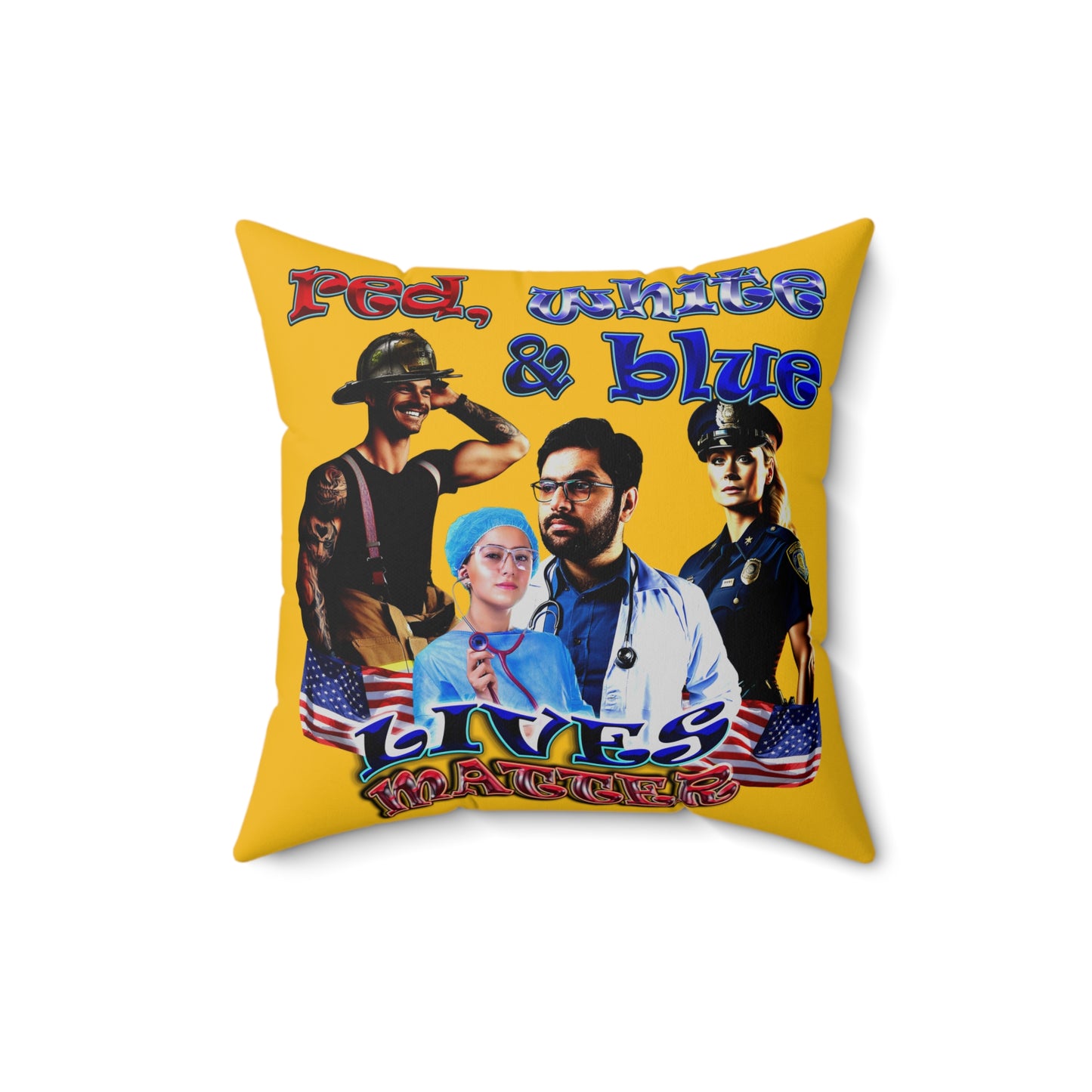 rw&b lives matter - Spun Polyester Square Pillow - (yellow)