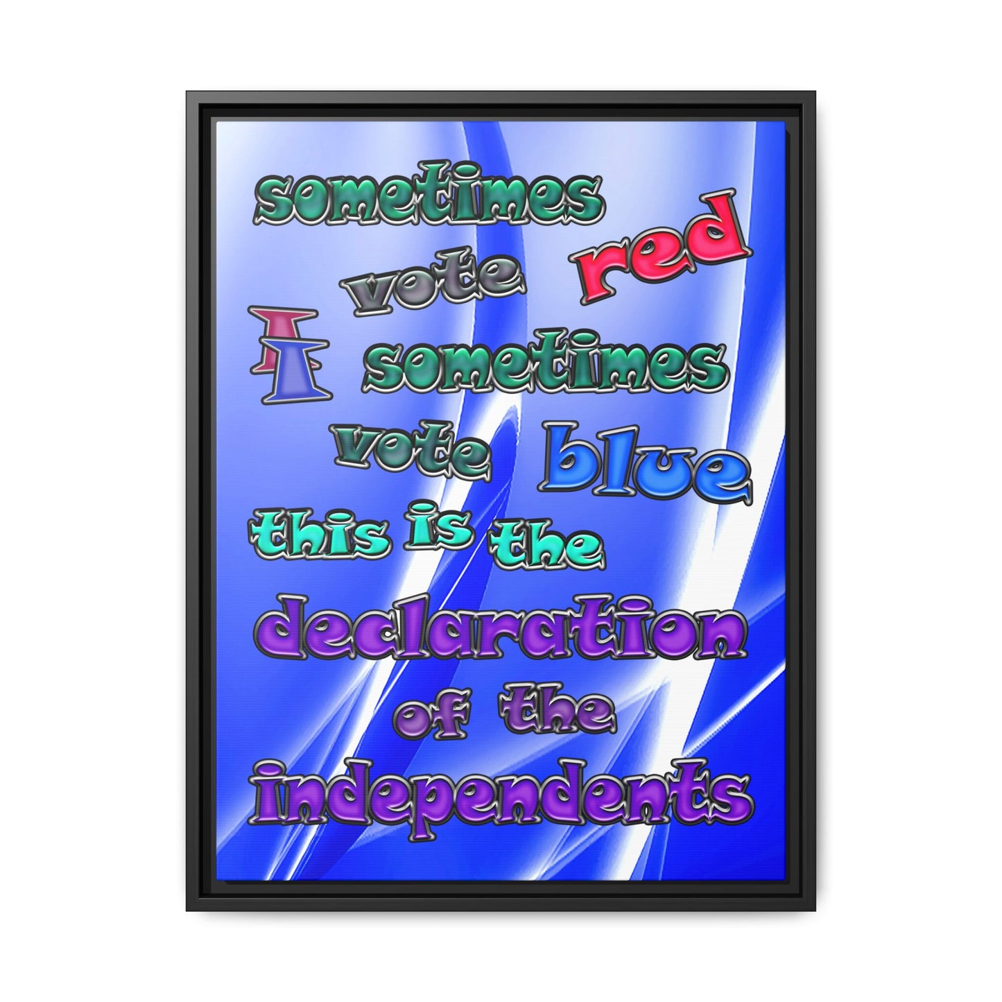 declaration of the independents - framed canvas art (blue-white wave)