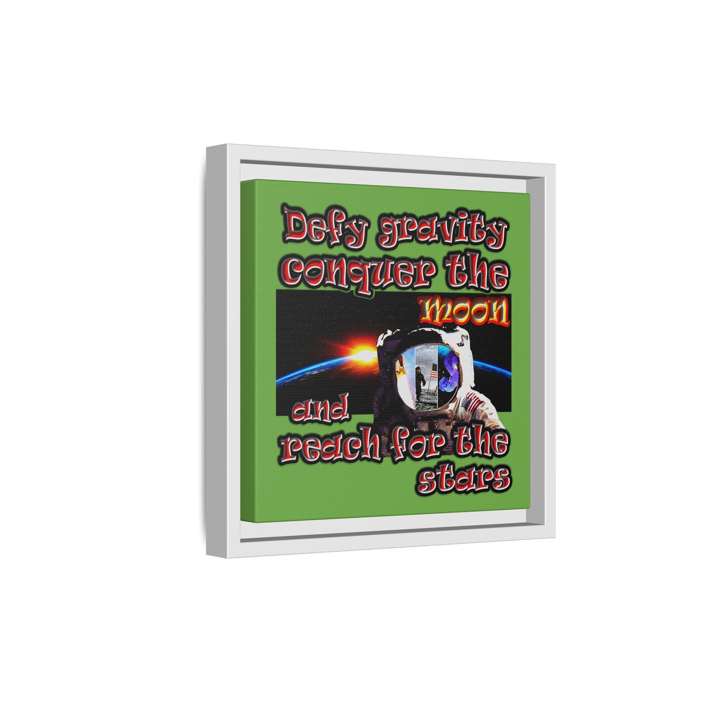 defy conquer reach - framed canvas art (green)