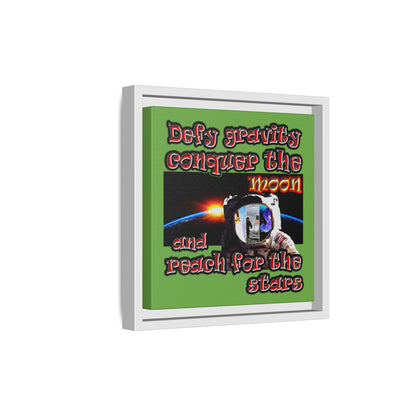 defy conquer reach - framed canvas art (green)