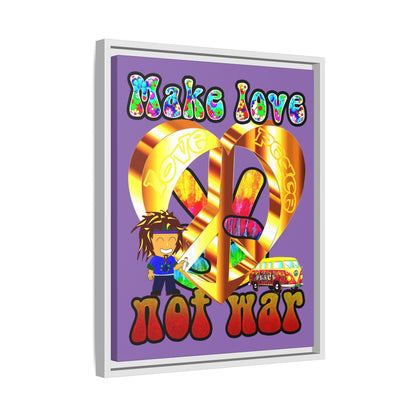 love peace - framed canvas art (light purple)